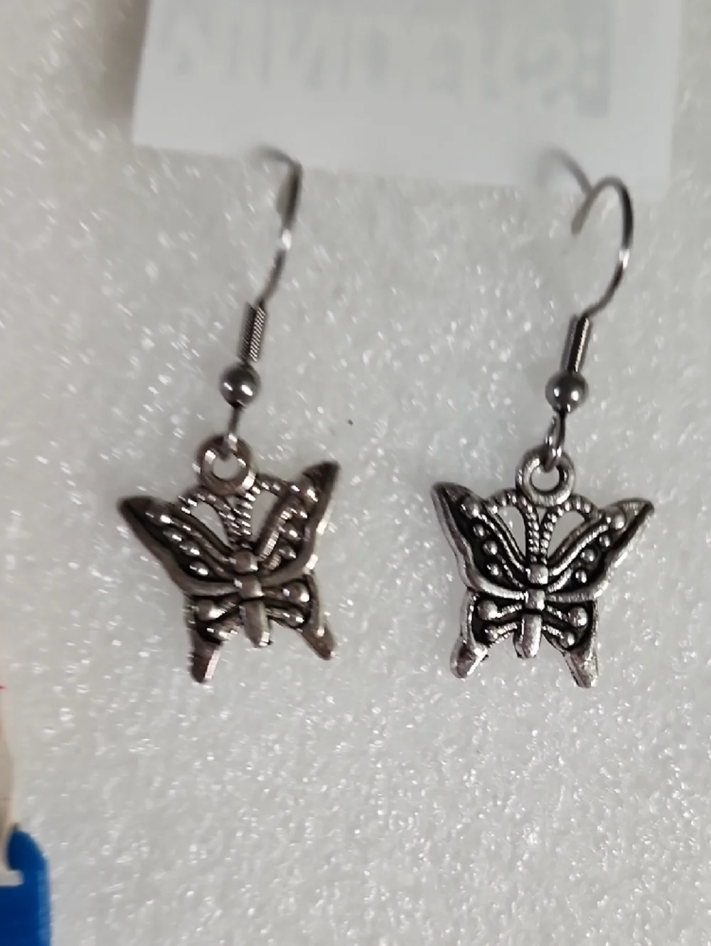 Hand Crafted Silver Butterfly Drop Earrings for Women